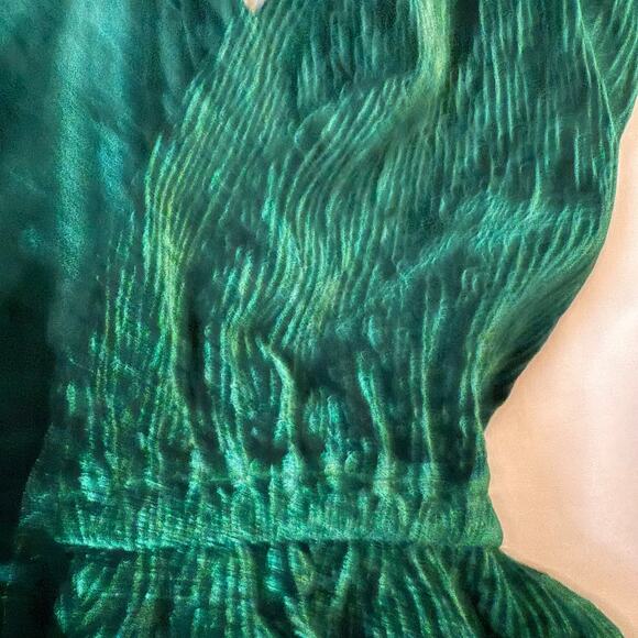 Velvet Renaissance Peasant Top Sz L Green Heavy Oversized Larp Ribbed Sleeve NWT - Picture 9 of 11